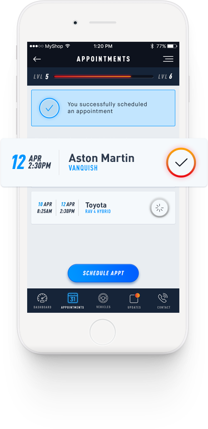 MyShop appointment screen