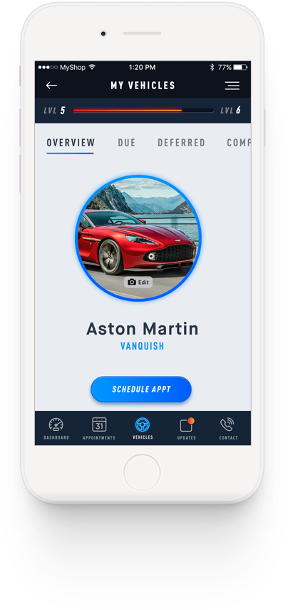 MyShop vehicle history screen